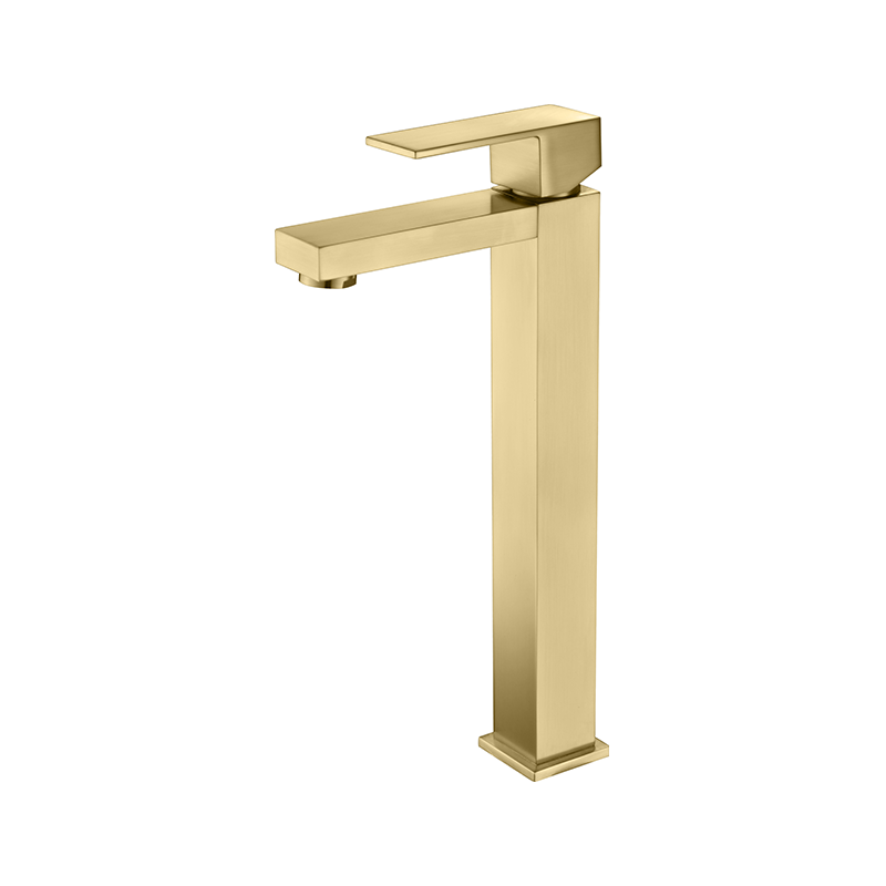 Grifo de baño de oro cepillado, grifo de tocador de baño de un solo orificio moderno, grifo de lavabo de baño de un solo mango dorado