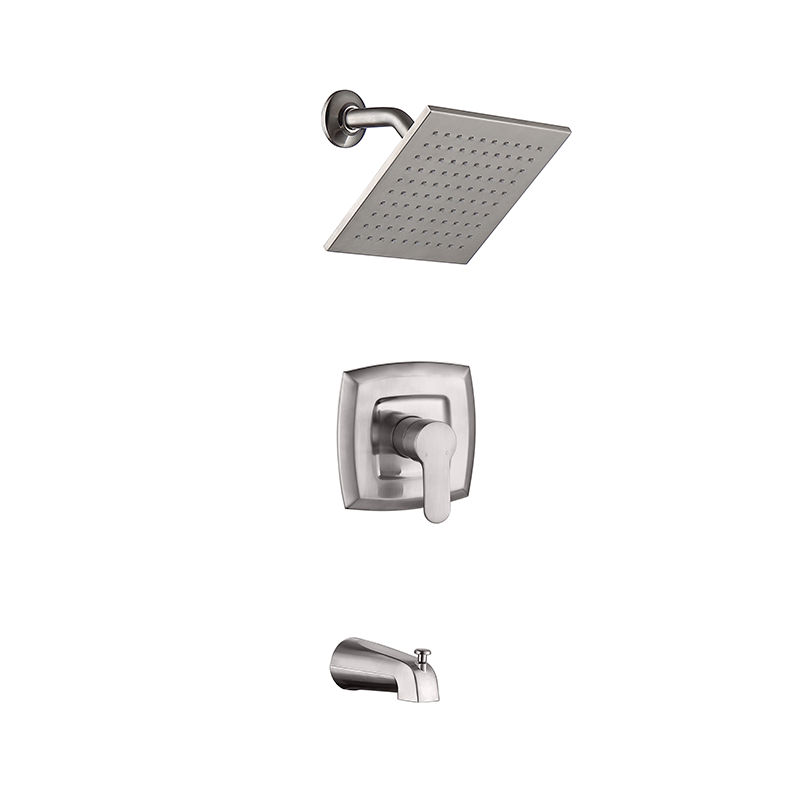 El juego de grifos para ducha y bañera está equipado con mecanismo de dirección, 5 configuraciones de rociado, combinación de mango de cascada para bañera de 6 pulgadas, sistema de cabezal de ducha de baño de alta presión de 2.5 GPM, níquel cepillado
